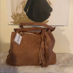 Valentina Tan Woven Shoulder Bag